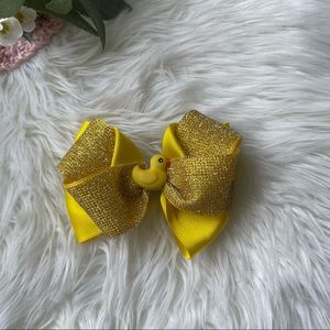 Yellow Glitter Girls Hair Bow